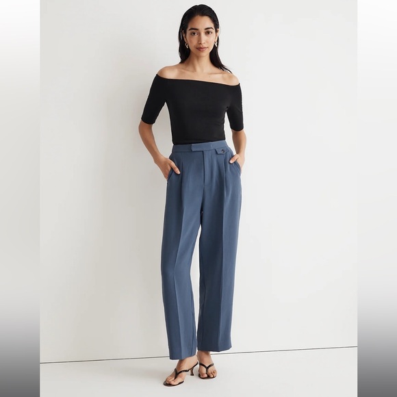 Madewell Tall Rosedale High Rise Straight Pant in Crepe Nighttime - Picture 2 of 11